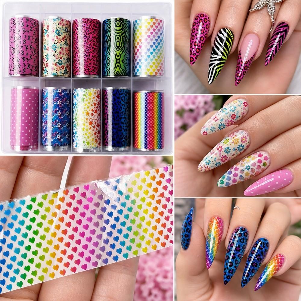 Flower Nail Stickers Stripe Pattern Nail Decals Professional Nail Foils  Manicure DIY