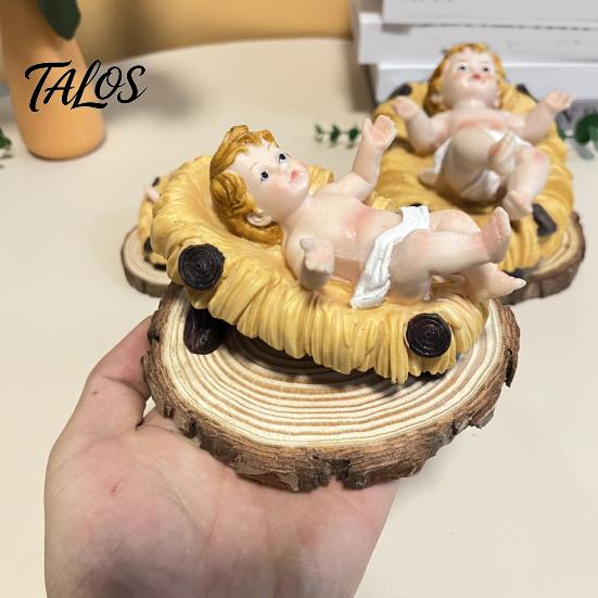 Священный Фестиваль Настольные Декорации Младенец Иисус в Яслях Статуэтка, Пасхальные Фигурки Маленькое Рождество Смола Святое Семейство Декор Скульптура, Ручная Роспись
