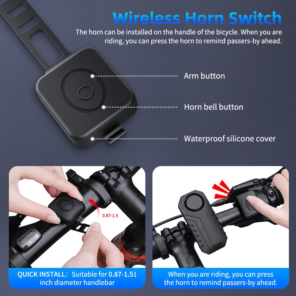 Wireless Motorcycle Bike Burglar Alarm USB Charging Waterproof Car Electric Bicycle Anti Theft Alarm System