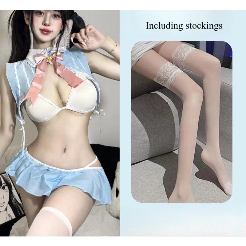 Новый сексуальный трехточечный костюм горничной JK с женским эротическим бельем, вырезанный и несъемный, милый набор униформы горничной