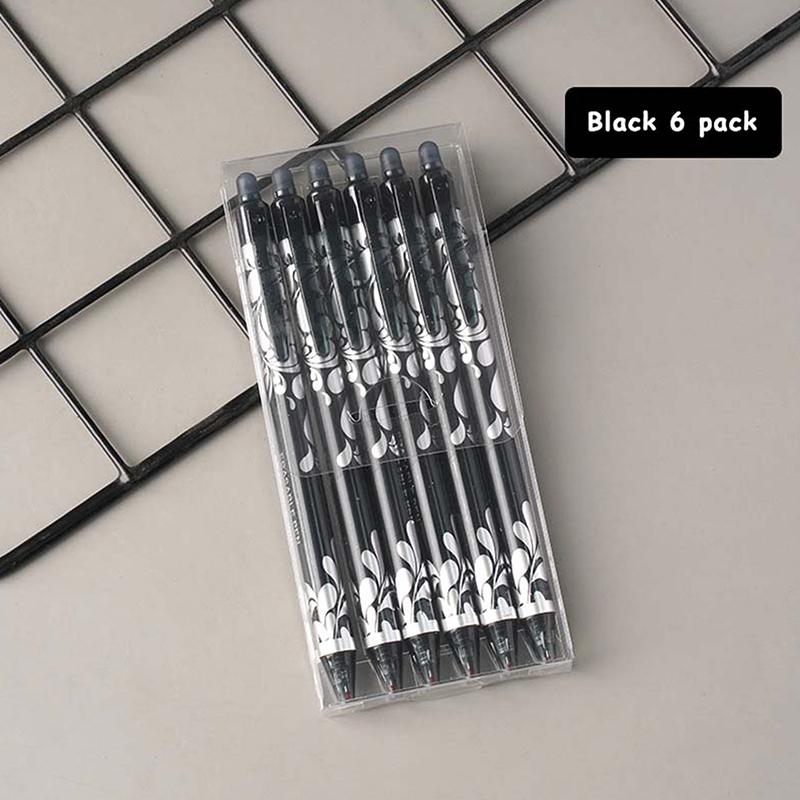 6pcs 0.5mm Erasable Gel Pen Set 6 Colors Ink Writing Gel Pens Refills Rods Washable Handle for School Office Stationery Supplies