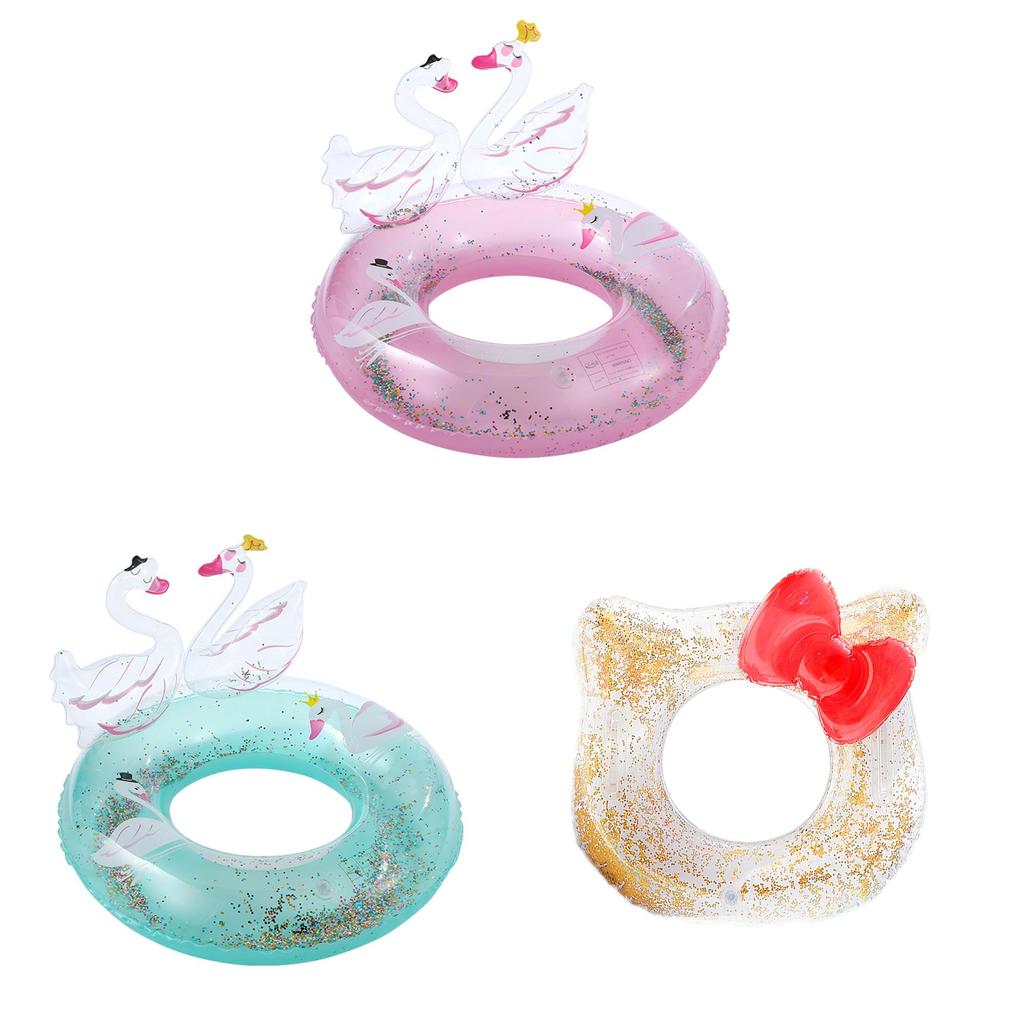 Cute Sparkling 3d Swan Swimming Ring For Children Thickened Underarm Ring Water Safety Ring