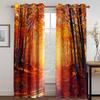 Autumn Forest Deciduous Elk Animal Pattern Sunshade Curtain 2 Pieces of Living Room Bedroom Home Decoration Pierced Hook