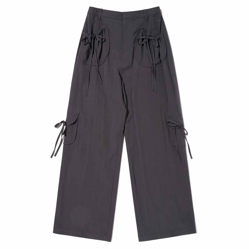 KIRSH Ribbon Pocket Woven Cargo Pants [Grey]