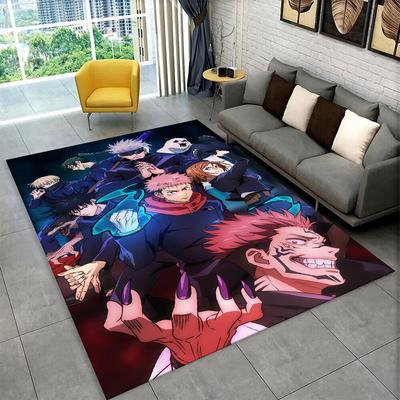 Мультяшный ковер Jujutsu Kaisen Аниме Итадори Юдзи для игровой комнаты, спальни, гостиной, дивана, домашнего декора, детский нескользящий коврик