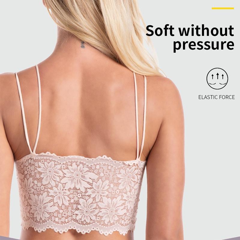 Women Lace Bras Top Comfortable Bralette Solid Color Sexy Underwear Vest Female Hollow Out Wireless Lingerie Seamless Bra