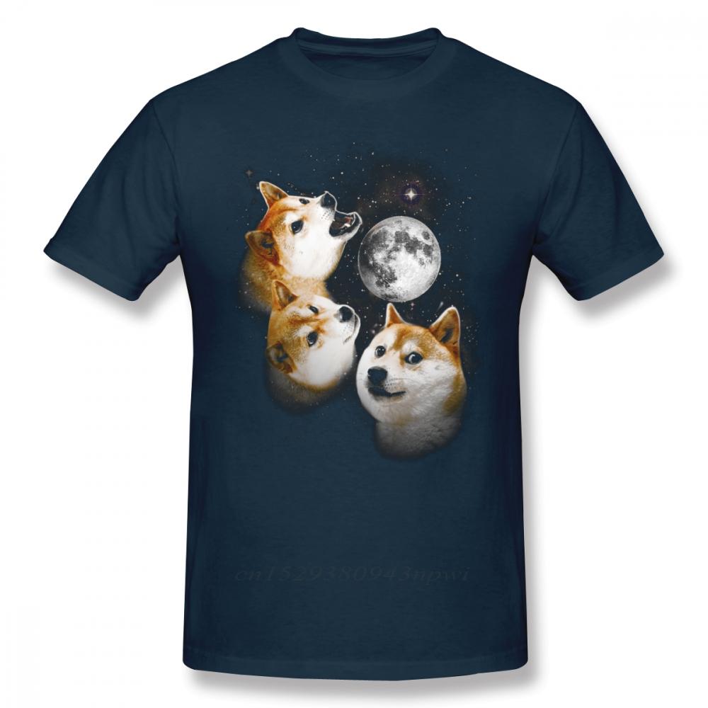Футболка с принтом Three Doge Moon Shiba Inu для мужчин, мягкая, с круглым вырезом, модная, уличная одежда в стиле Харадзюку