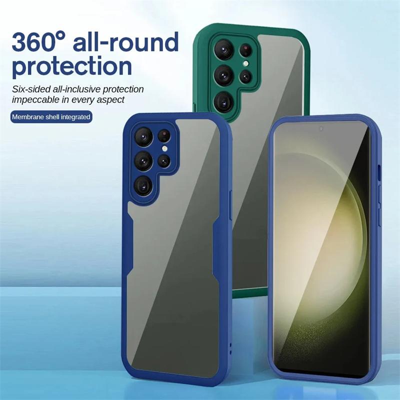 Чехол с полной защитой 360 для Samsung Galaxy S25 Ultra S24 S23 Plus A54 A35 A25 A16 A55 A26 A36 A56 Противоударные прозрачные чехлы
