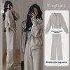 Women's Hong Kong Style Slim Fit Hoodie & Wide-Leg Pants Suit - Casual Winter/Spring Activewear