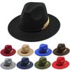 Leaf Decoration Fedora Hat Large Brimmed British Vintage Hats Woolen Hats Autumn and Winter