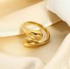 European and American ins wind-plated 18k gold gloss plain ring, niche high-end sense does not fade, stainless steel waterproof ring for women