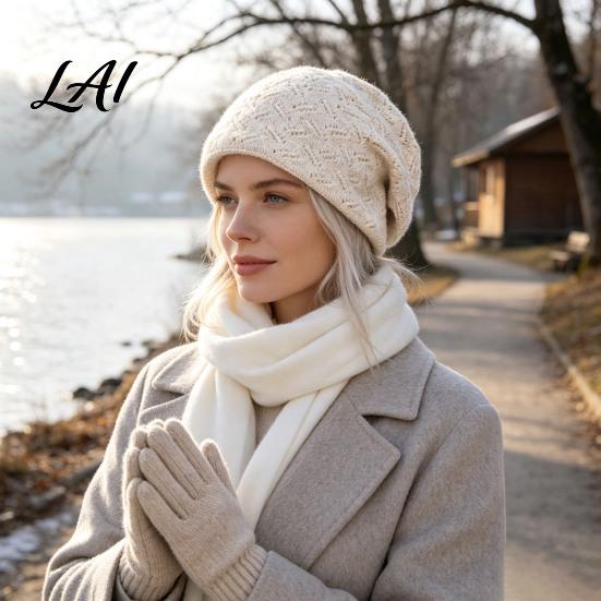 Trendy Loose Fit Beanies for Style Winter Knit Women Thick Slouchy Skull Cap with Diamond Stretchy Elastic Caps Cycling Texture Soft Warm
