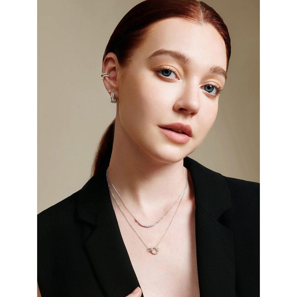 Interlinked Circle Pave 925 Silver Necklace N056-01H