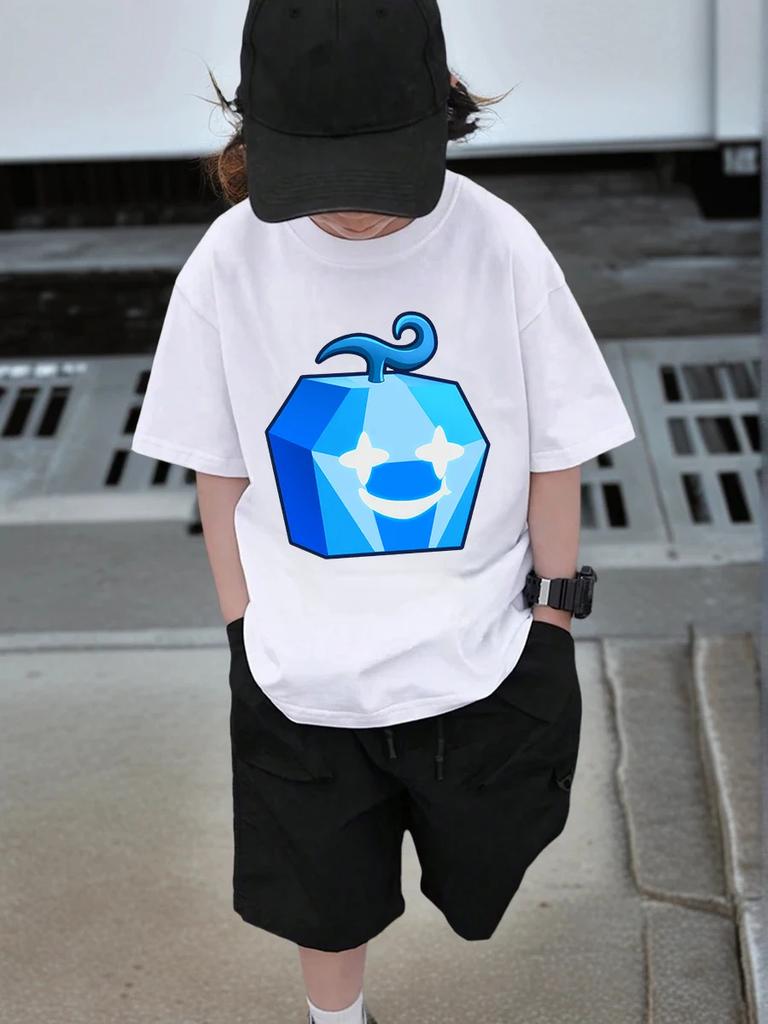 Sweet Fruit Box Kids Short Sleeve T Shirt Summer Cute Cartoon Crewneck Boys Girls 3-14