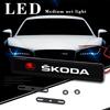 WMZW4 Car LED Emblem for Skoda Fabia 1 Rapid Octavia 2 A7 Tour RS Kodiaq Superb Kamiq Yeti Karoq Front Grille Badge Light Decoration