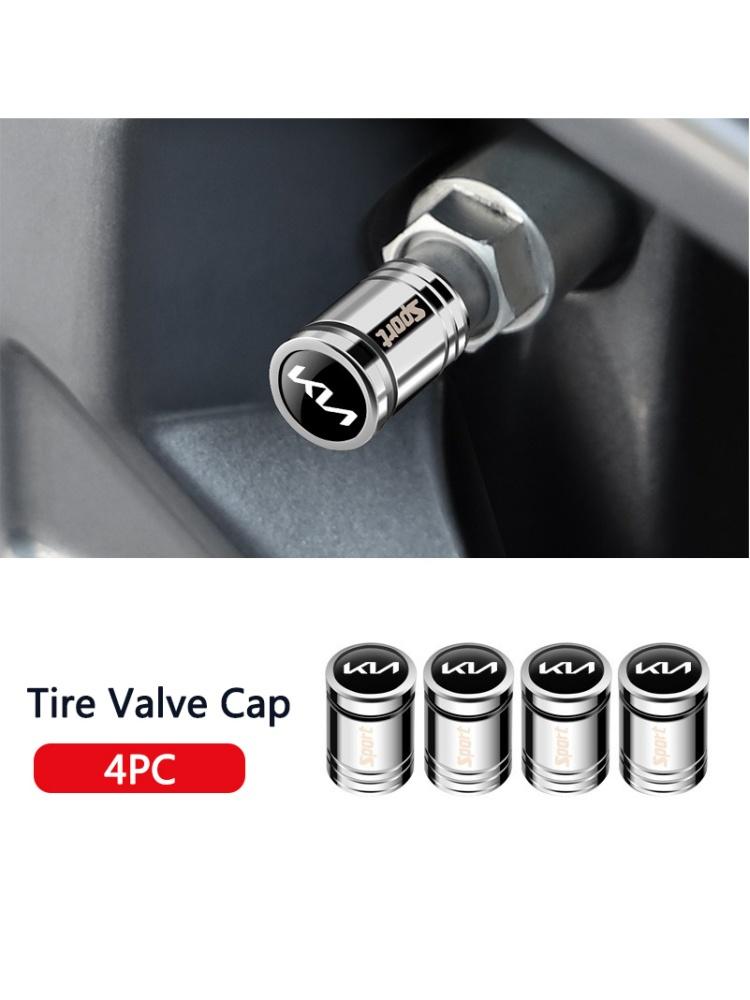 Set of 4 Alloy Car Logo Wheels Tire Valve Dust Covers Tire Stem Covers for Kia Rio Soul Seltos Forte K5 K3 Niro Sorento Stinger VG4