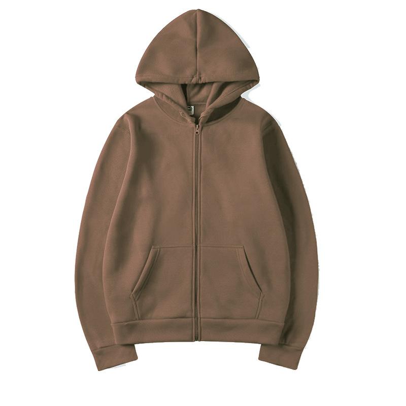 Унисекс Однотонная Толстовка с Капюшоном на Молнии Повседневный Спортивный Топ
