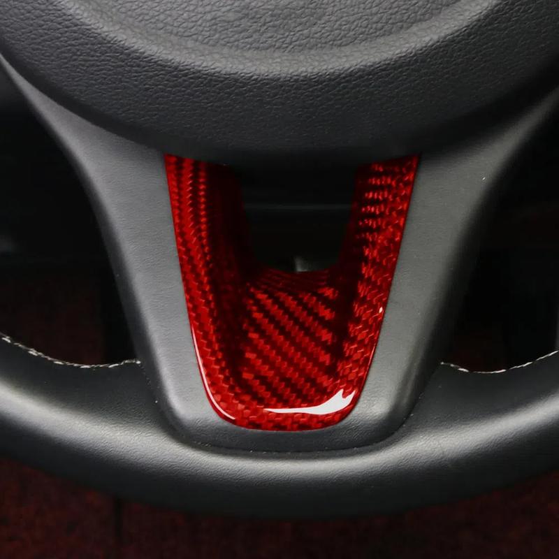 Red Red Carbon Fiber Steering Wheel Center Trim Cover For Genesis G70 2017 2018 G80 +