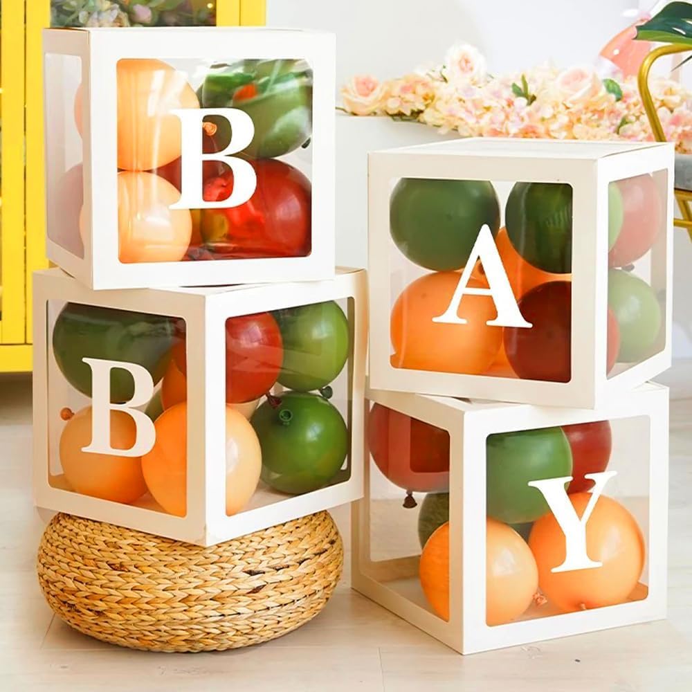 G Balloon Box with Alphanumeric DIY of TMR.Breath Characters, Transparent, See-through, Date, Personalized, Birthday, Anniversary, (Set 4)