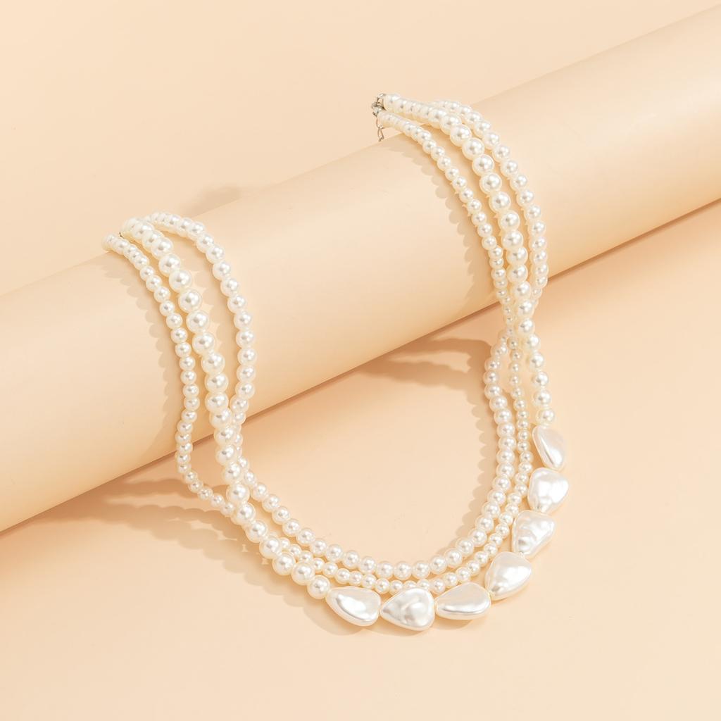 Vintage Imitation Pearl Choker Necklace for Woman Multilayer Bead Neck Chain Wedding Jewelry Party Gift