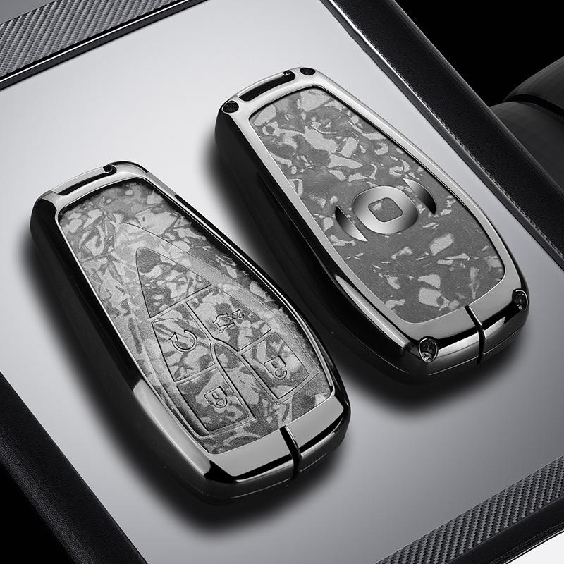 Changan Qiyuan A05/A06/A07 Key Cover - Q05 125MAX Remote Metal Shell with Leather Snap Button