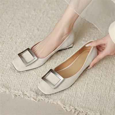 Мода 2025 Весна/лето Леопардовый принт Кожа коровы Женская обувь Квадратный носок Низкий каблук Женские туфли-лодочки Обувь для женщин Лоферы с мелким вырезом