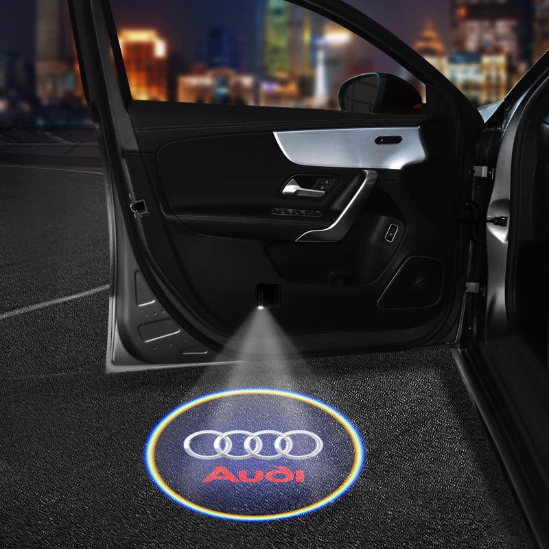1/2Pcs LED Wireless Car Door Welcome Lamp Laser Light Projector For 6wzjn Quattro Sline A3 A4 A6 A5 Q5 A1 Q7 S1 RSQ3 RSQ8 RS3 wzjn6