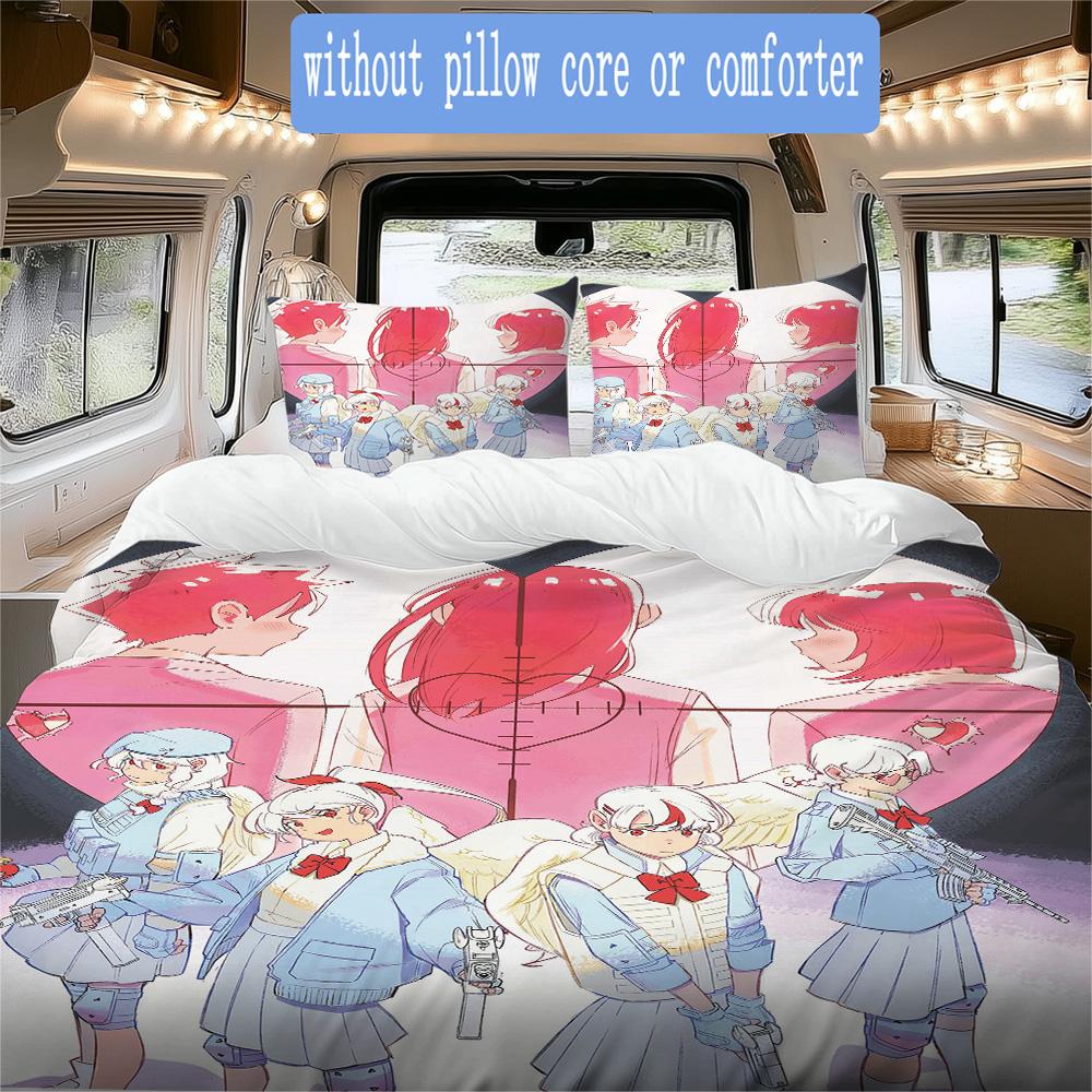 Anime-themed Love Marble Design Pattern Bedding,Quilt Set Quilt Cover Pillowcase Home Birthday Gift (1*duvet cover+2*pillowcase,without core)XSJT09172