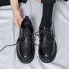 2024 Men's Japan Karajuku Korean Style Fashion Streetwear Thick Platform Casual Black Leather Shoes Lace Up Dress Leather Shoes