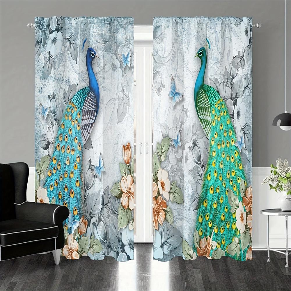 Винтажный золотой павлин, животное, цветок, шторы, жалюзи, жалюзи для гостиной, детской спальни, ванной комнаты, кухни, двери, домашний декор, 2 шт.