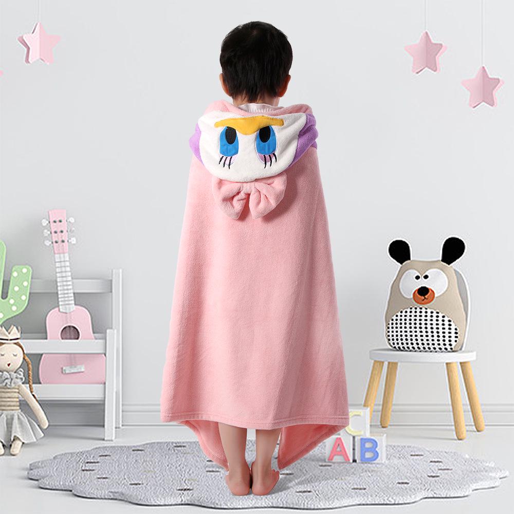 Children's Coral Fleece Hooded Bathrobe - Summer Baby Towel and Cloak for Swimming