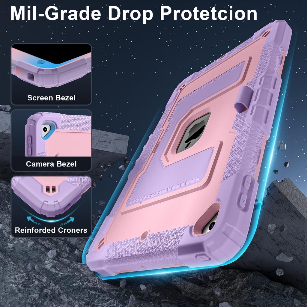 Kids Friendly Case for iPad 10.2 7th 8th 9th Heavy Duty Shockproof Protective Cover with Built-in Kickstand Funda