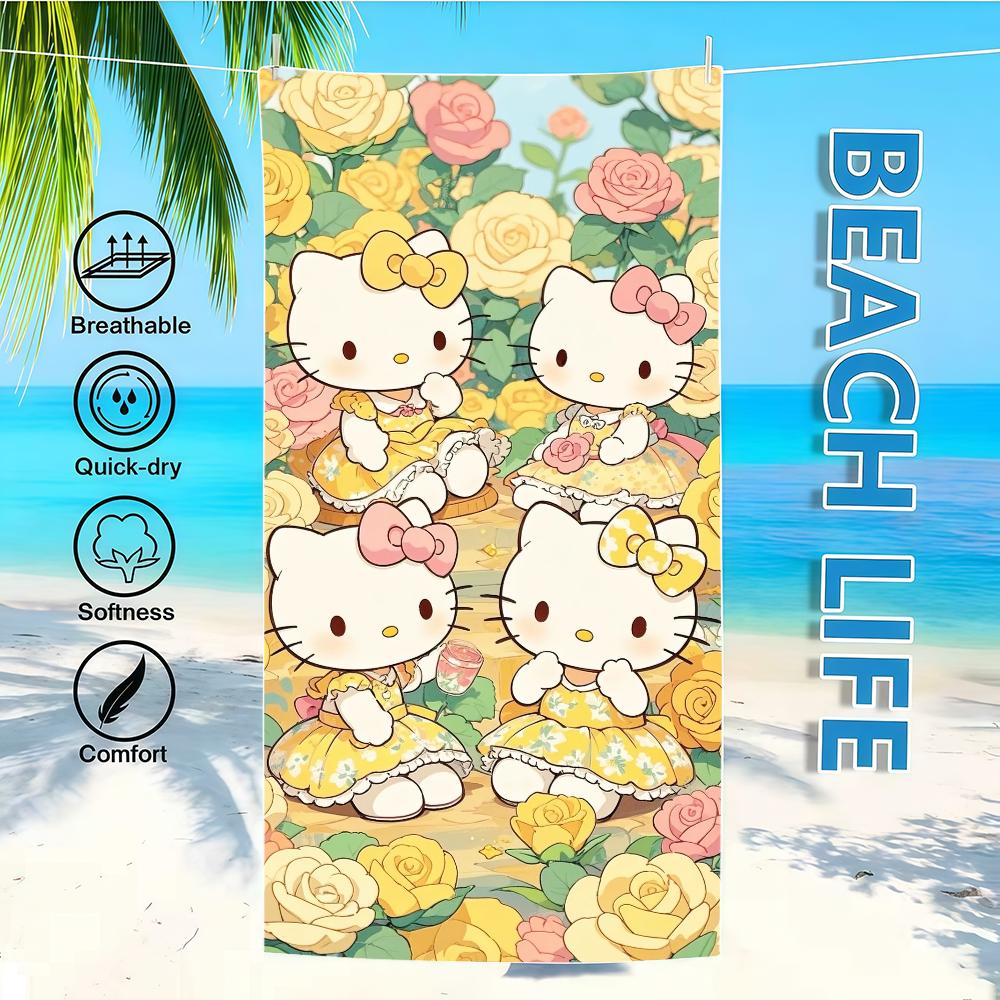 Towel Textile Bathrobe Flower Beach Quick-Drying K-KittyS Yellow SRO Lightweight Portable Camping H-HelloS Swim Pool Travel