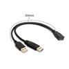 Кабель-разветвитель USB 3.0 с дополнительным питанием, от одного USB-A Female к двум USB-A Male, Y-образный разветвитель