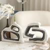 Modern Black and White Geometric Hollow Flower Utensils, Living Room Entrance Decorations, Model Room, Home Art, Simple Vase Decorations