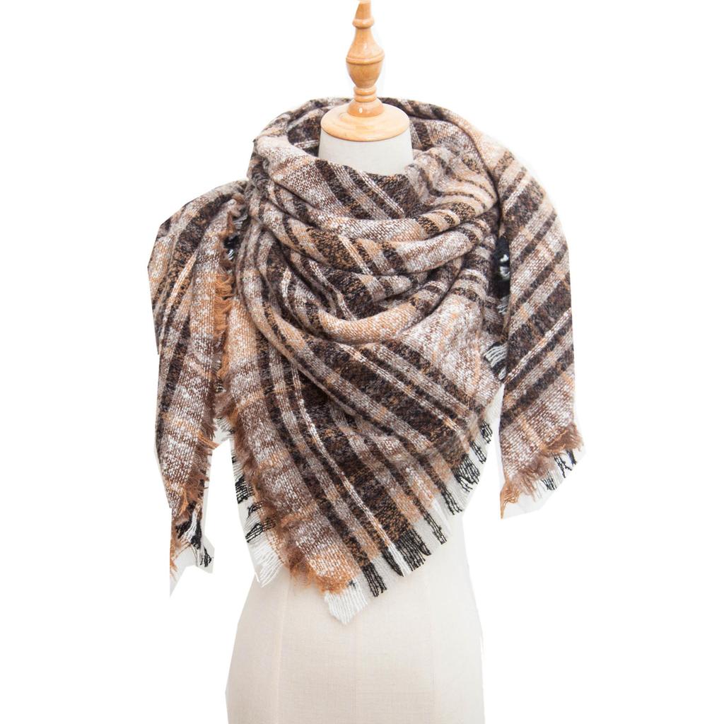 European and American Style Large Check Triangle Snood Scarf - Spring, Autumn, Winter