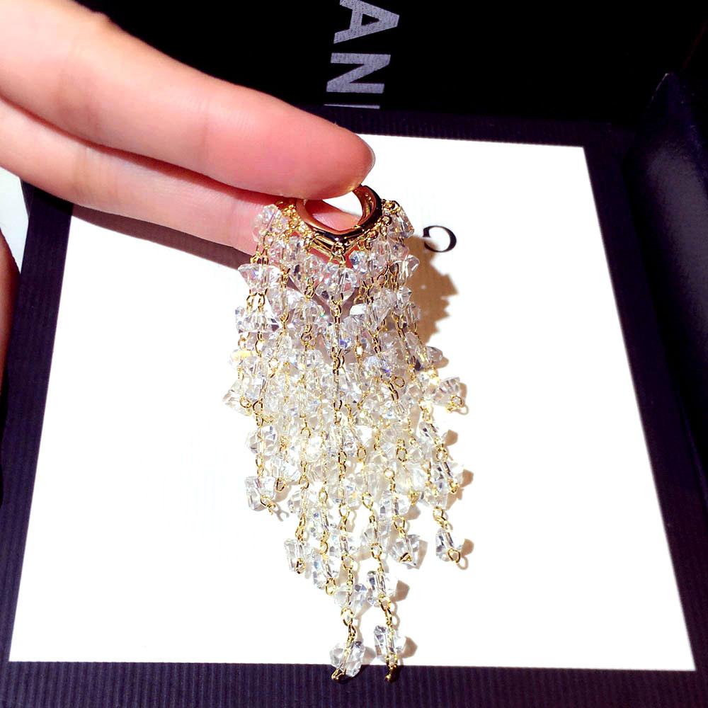 1 пара модных блестящих длинных серег с кисточками, роскошные элегантные висячие серьги, ювелирные изделия