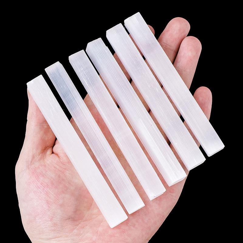 Natural White Selenite Gypsum Sticks Irregular Reiki Mineral Specimen Healing Crystal Wand Diy Jewelry Pendant Making Stone