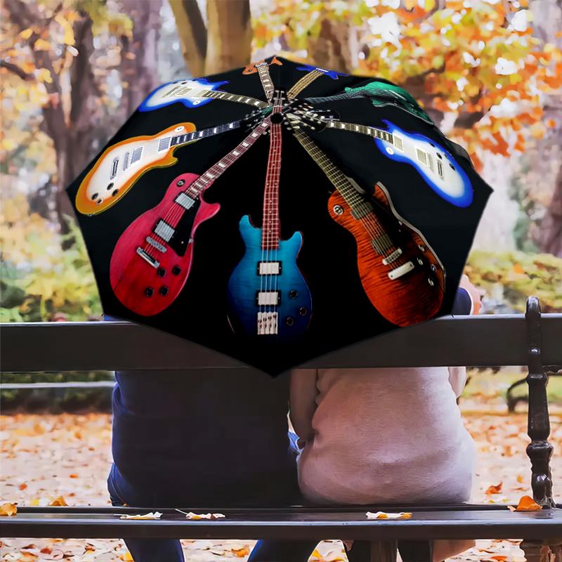 1PC electric guitar Umbrella Portable Folding Umbrella Iron Frame Hole Bone Structure Outdoor Home Umbrella A11