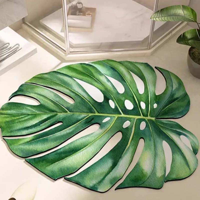 Зеленый коврик для ванной комнаты с растениями, впитывающий коврик для пола, нестандартный коврик для двери, противоскользящий коврик для дома, декоративный коврик для двери кухни