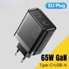 Зарядное устройство GaN 65 Вт QC 4.0 PD 3.0 Type C USB для iPhone 15 14 13 Pro Max Samsung Xiaomi MacBook Ноутбук Быстрые зарядные устройства