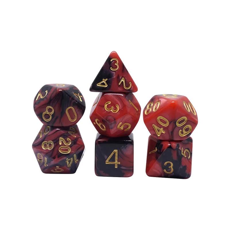 Многогранные игральные кости 7 шт./лот DnD RPG ролевые карточные игры набор игральных костей для настольных игр смешивание цветов многосторонний набор игральных костей для настольной игры
