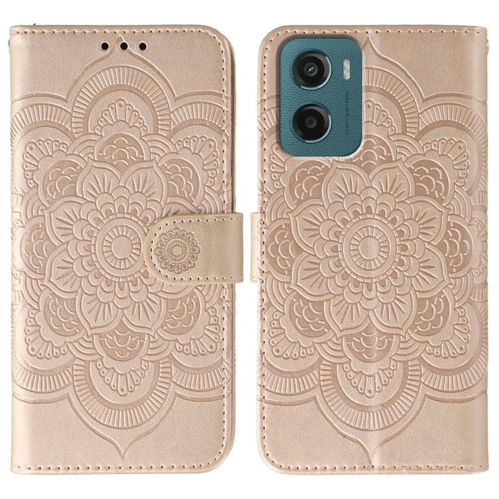 For Motorola Moto G05 4G Case PU Leather Mandala Imprinted Design Wallet Phone Cover