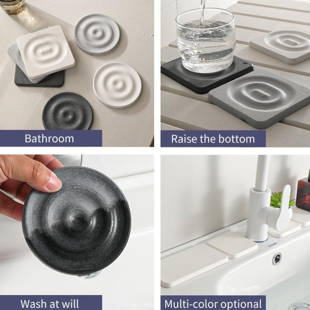 Бытовая 10x10 см Диатомовая Земля Коврик Влагопоглощающий Противоскользящий Влагопоглощающий Коврик Декоративный Практичный Поддон для Раковины Столешница