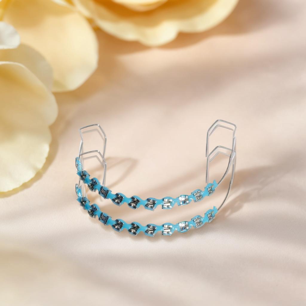 1 пара металлических зубных брекетов с крючками - стильные розовые и фиолетовые украшения для зубов для обучающих моделей, унисекс-аксессуары для мужчин и женщин