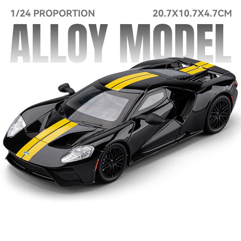 1:24 Ford GT Alloy Super Sports Car Model Diecasts Metal Racing Vehicles Car Model High Simulation Sound and Light Kids Toy Gift