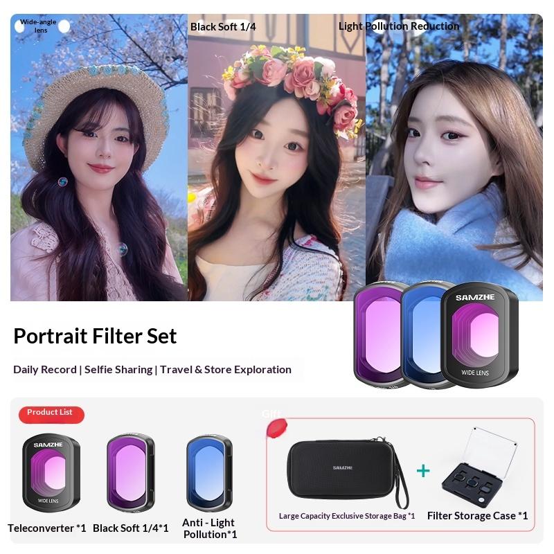SAMZHE Magnetic Filter Kit For DJI Pocket 3 / Pocket 4 CPL Variable ND Filter, Black Mist 1/4 2mm Magnetic Camera Lens Filters