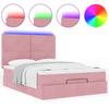 Ottoman Bed with Mattress & LEDs Pink 140x200 cm Velvet