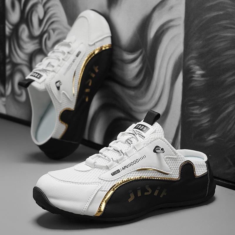 Модная мужская обувь больших размеров Летние мужские полушлепанцы Baotou Дышащие сетчатые повседневные шлепанцы Нескользящие мужские спортивные шлепанцы Удобные шлепанцы