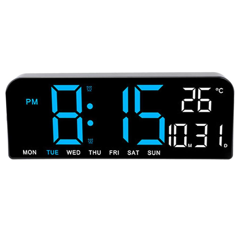 Digital Alarm Clock Large LED Display Desk Wall Clock with Temperature Date Week Display Adjustable